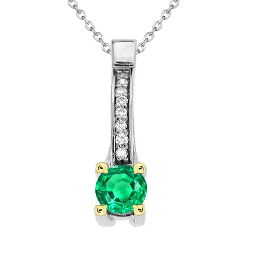 Colombian Emerald Precious Stone Pendant 1-ct 14 Karat Two Tone Gold – main view