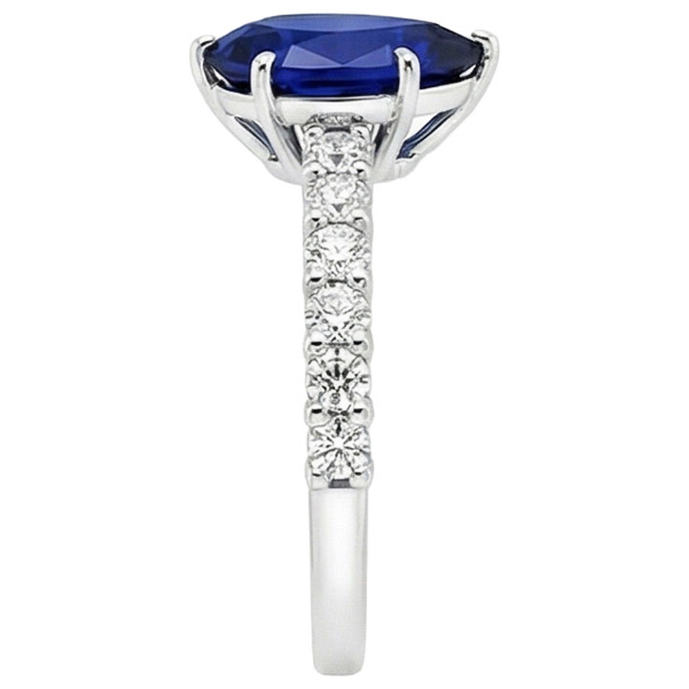 natural round sapphire 7.25ct ring profile view