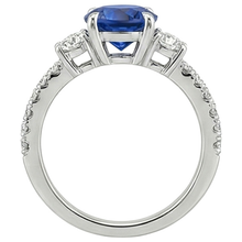 Women Gold Natural Earth Mined Diamond Ring Blue Sapphire 3 Stone Style Ring 3 Carats New