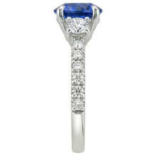 Women Gold Natural Earth Mined Diamond Ring Blue Sapphire 3 Stone Style Ring 3 Carats New