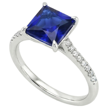 Women Gold Princess Blue Sapphire & Natural Earth Mined Diamond Engagement Ring 5.50 Carat