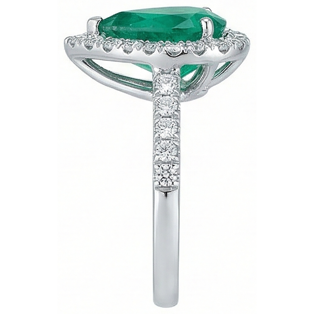 Women Green Emerald & Natural Earth Mined Diamond Ring White Gold 14K 5 Carats Gemstone Jewellery