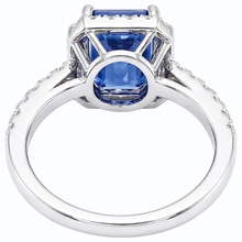 Women Halo Emerald Blue Sapphire Ring 4 Carats Natural Earth Mined Diamond Jewellery