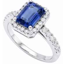 Women Halo Emerald Blue Sapphire Ring 4 Carats Natural Earth Mined Diamond Jewellery