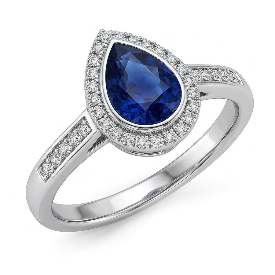 natural round sapphire 3ct ring side angle