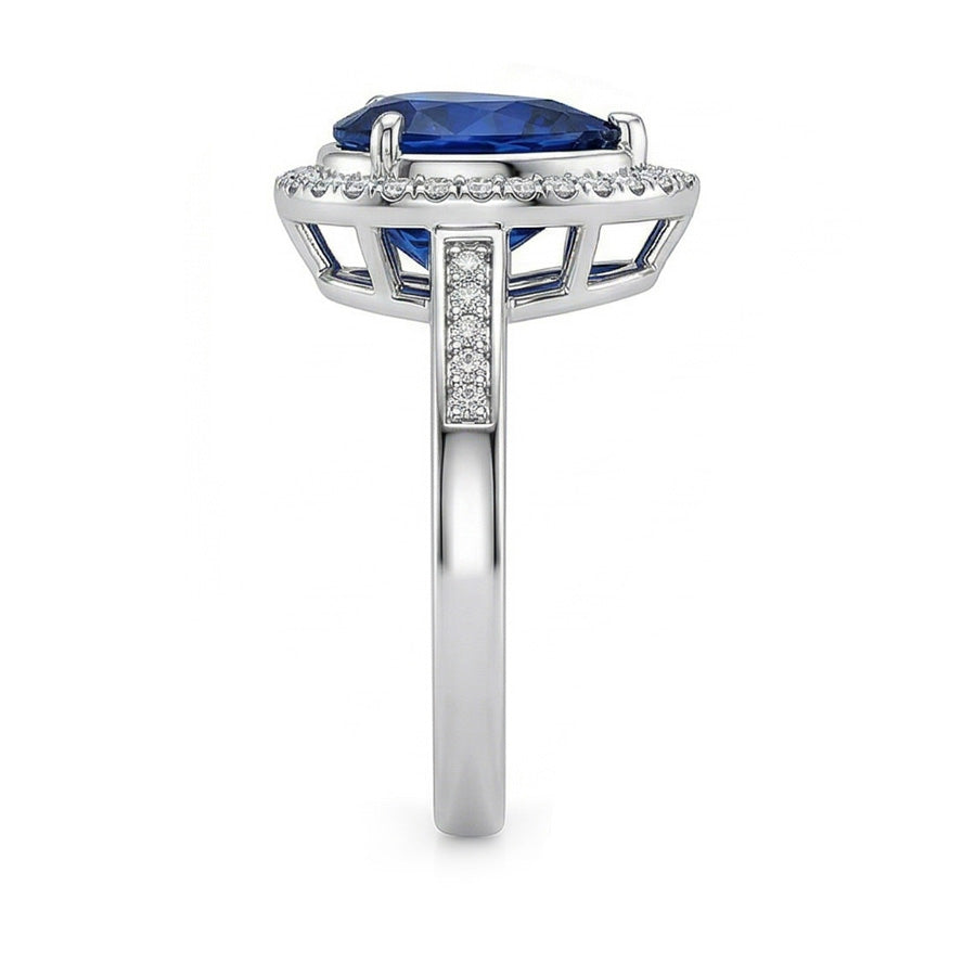 natural round sapphire 3ct ring top view