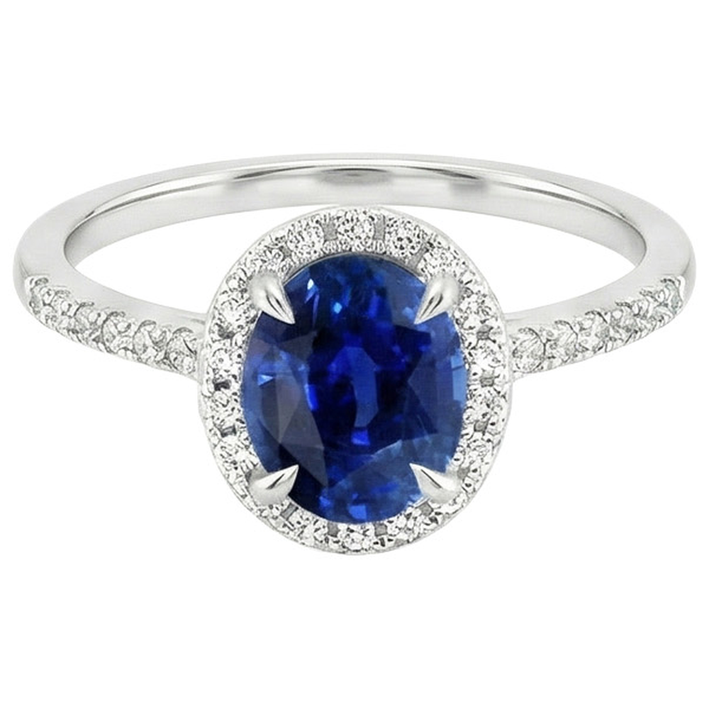 natural round sapphire 3.25ct ring profile view