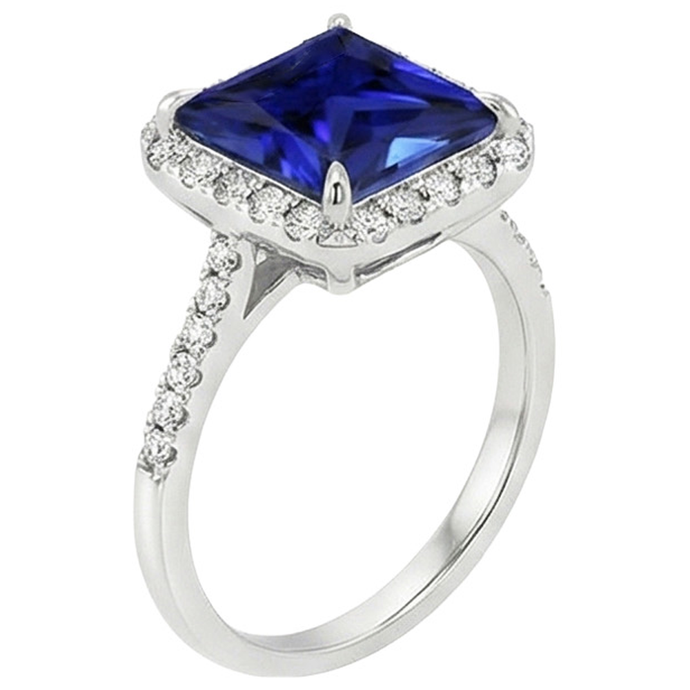 natural round sapphire 5.50ct ring top view