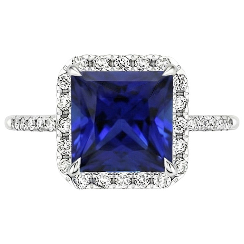 natural round sapphire 5.50ct ring profile view
