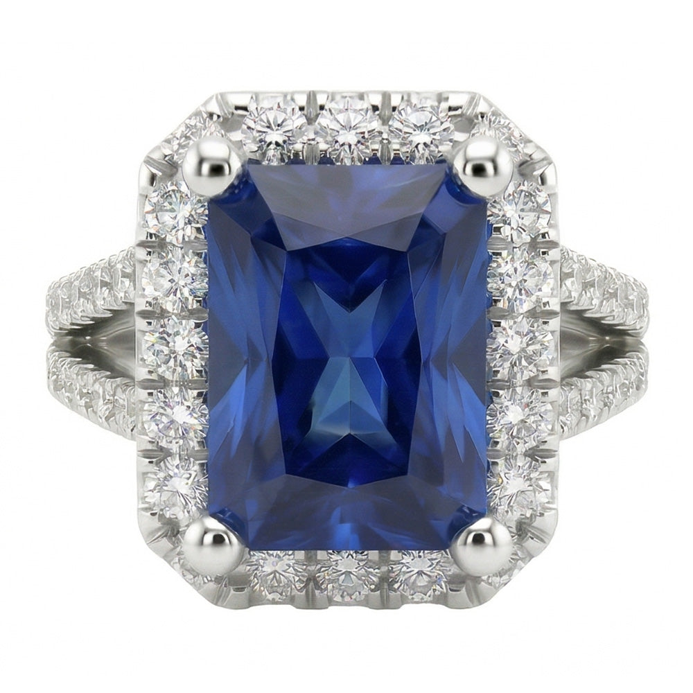 natural round sapphire 3.50ct ring close up detail