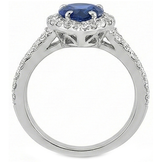 natural round sapphire 4.75ct ring side angle
