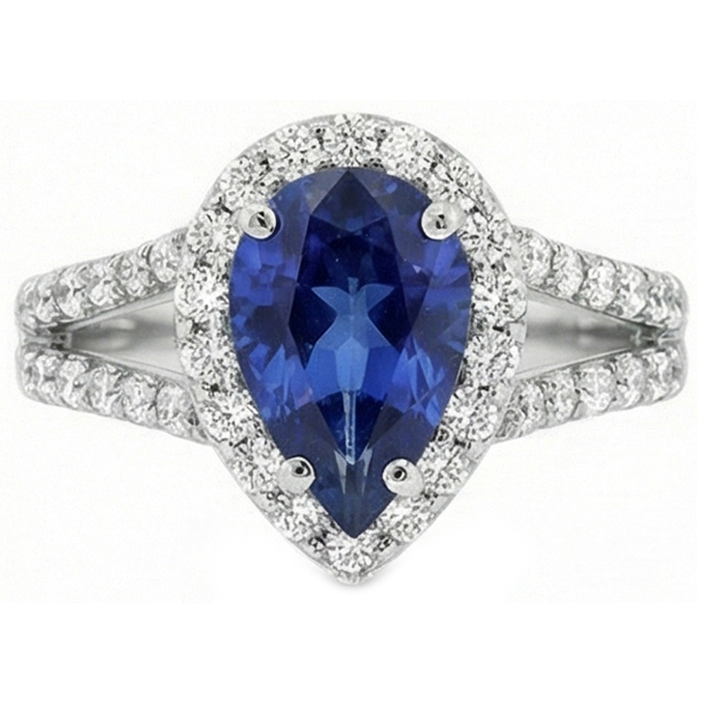 natural round sapphire 4.75ct ring profile view