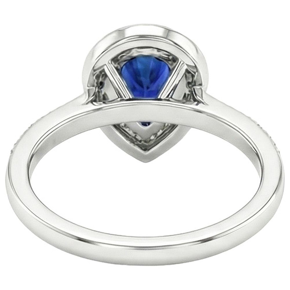 Women Halo Ring Sri Lankan Sapphire With Channel Set Natural Earth Mined DIAMOND ( NOT LAB GROWN )s 3 Carats