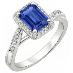 Natural Sapphire Ring 4ct - White Gold 14K