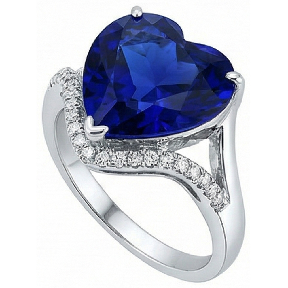 Women Heart Gemstone Ceylon Sapphire Ring 6 Carats Twisted Style