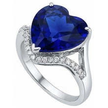 Women Heart Gemstone Ceylon Sapphire Ring 6 Carats Twisted Style