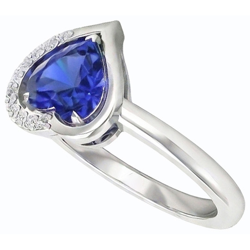 natural round sapphire 2ct ring close up detail