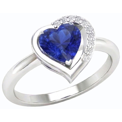 Natural Sapphire Ring 2ct - White Gold 14K