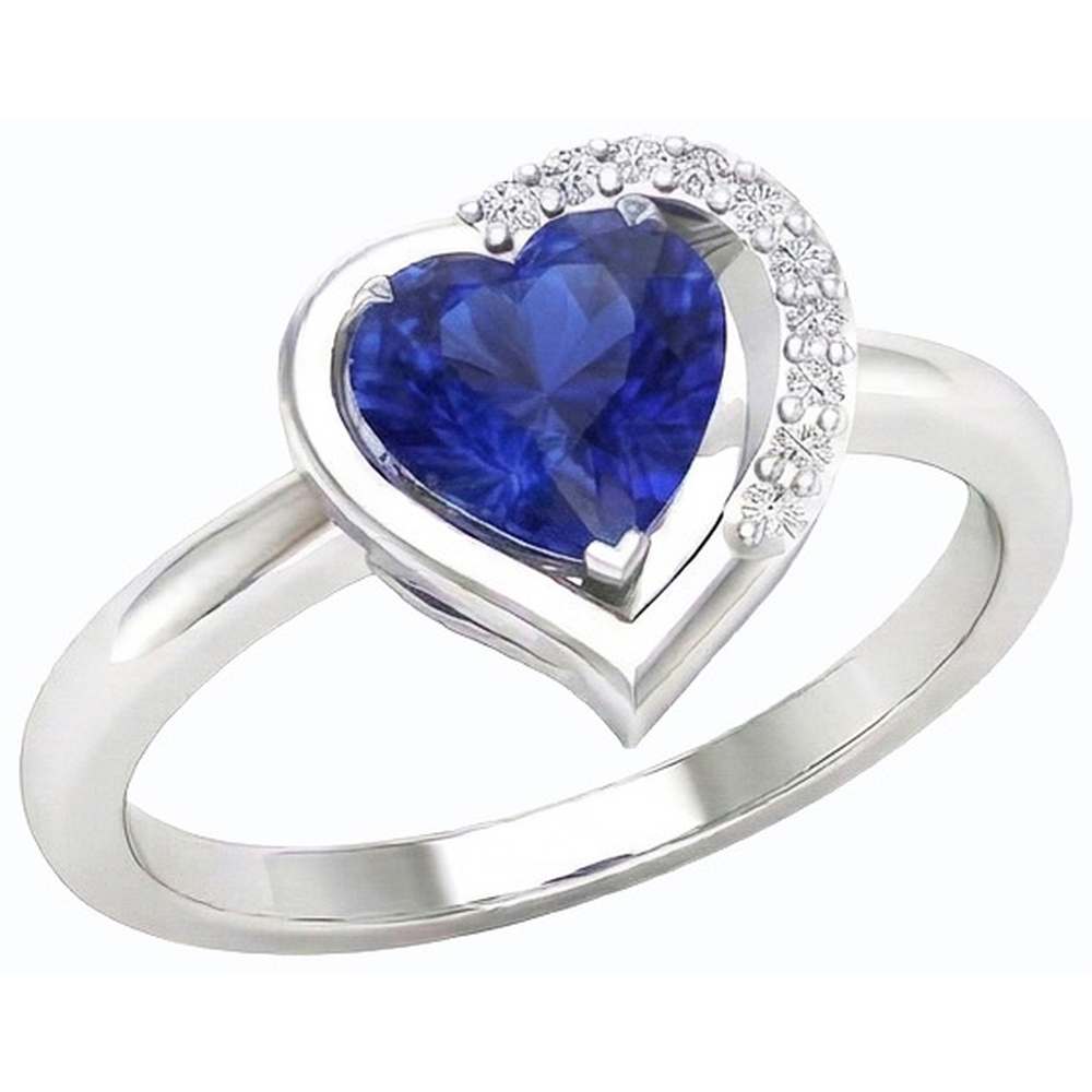 natural round sapphire 2ct ring front view