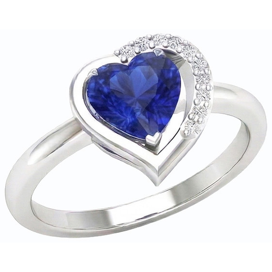 natural round sapphire 2ct ring front view