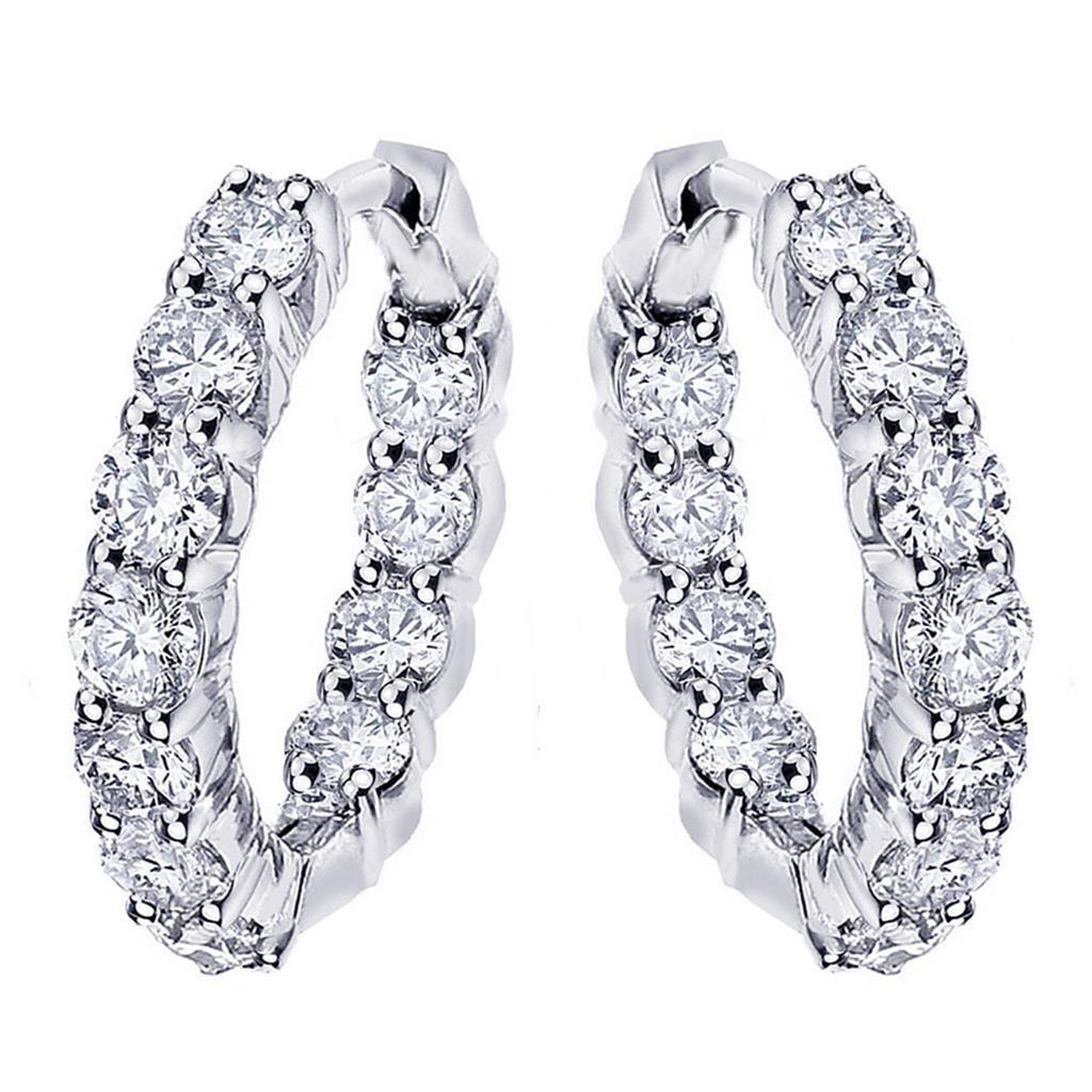 Women Hoop Earrings 5.50 Carats F Vvs1 Real Diamonds White Gold 14K