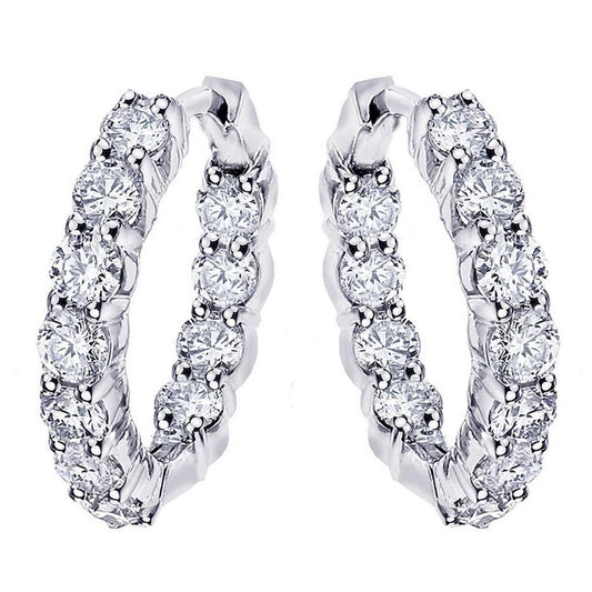 Women Hoop Earrings 5.50 Carats F Vvs1 Real Diamonds White Gold 14K