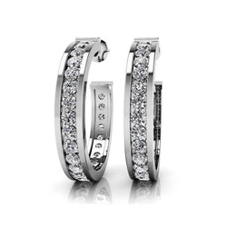 Women Hoop Earrings Brilliant Cut 4 Carats Real Diamonds Gold 14K White