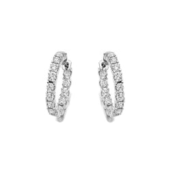 Women Hoop Earrings Prong Set 6.30 Carats Real Diamonds White Gold 14K