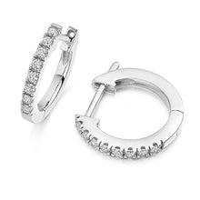 Women Hoop Earrings Round Cut 1.90 Carats Real Diamonds Gold 14K White
