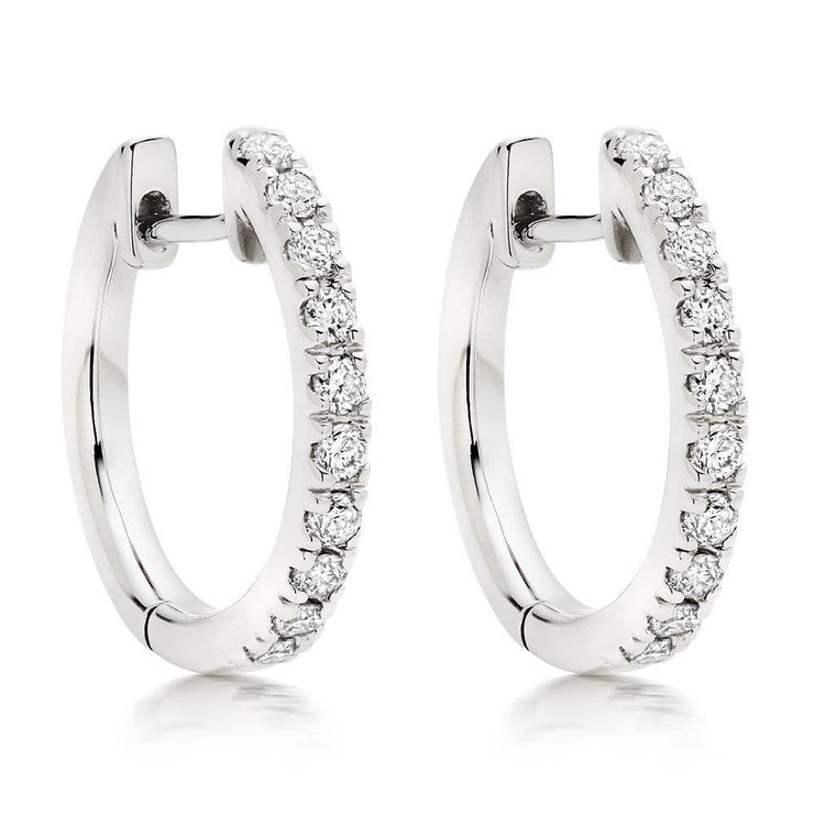 Women Hoop Earrings Round Cut 2 Carats Natural Diamonds Gold White 14K