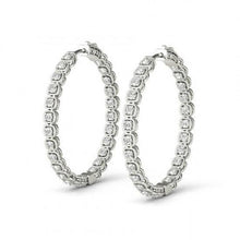 Women Hoop Earrings Round Cut 5 Carats Real Natural Earth Mined Diamonds White Gold 14K
