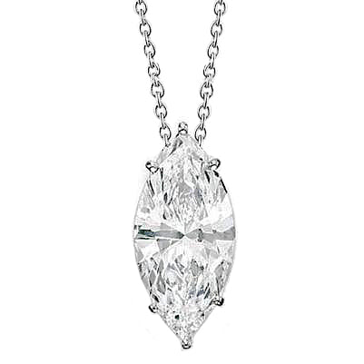 Women Marquise Cut Real Diamond Necklace Pendant 2 Carats White Gold 14K