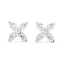 Women Marquise Real Diamond Stud Earring 2.40 Carats White Gold Jewelry
