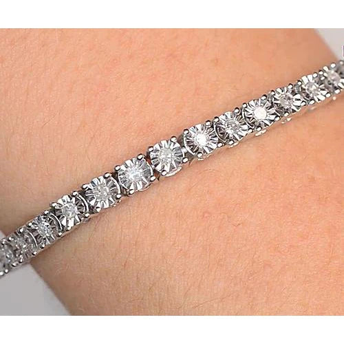 Women Natural Diamond Tennis Bracelet 5 Carats White Gold 14K Diamond 