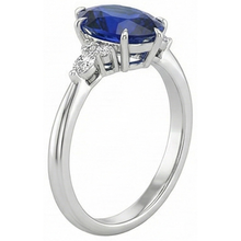 Women Natural Earth Mined Diamond Anniversary Ring Pear Cut Blue Sapphire Center 5 Carats