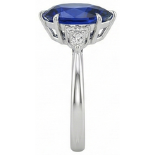 Women Natural Earth Mined Diamond Anniversary Ring Pear Cut Blue Sapphire Center 5 Carats