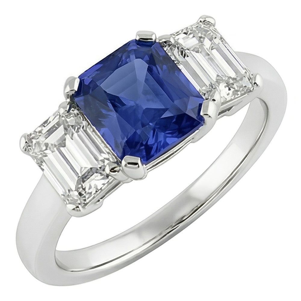natural radiant sapphire 1.50ct ring side angle
