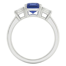 natural radiant sapphire 1.50ct ring on white background