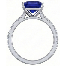 natural round sapphire 4.75ct ring on white background