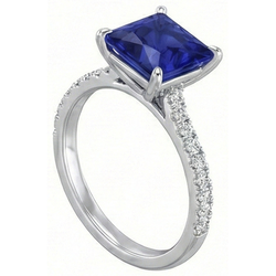 Natural Sapphire Ring 4.75ct - White Gold 14K