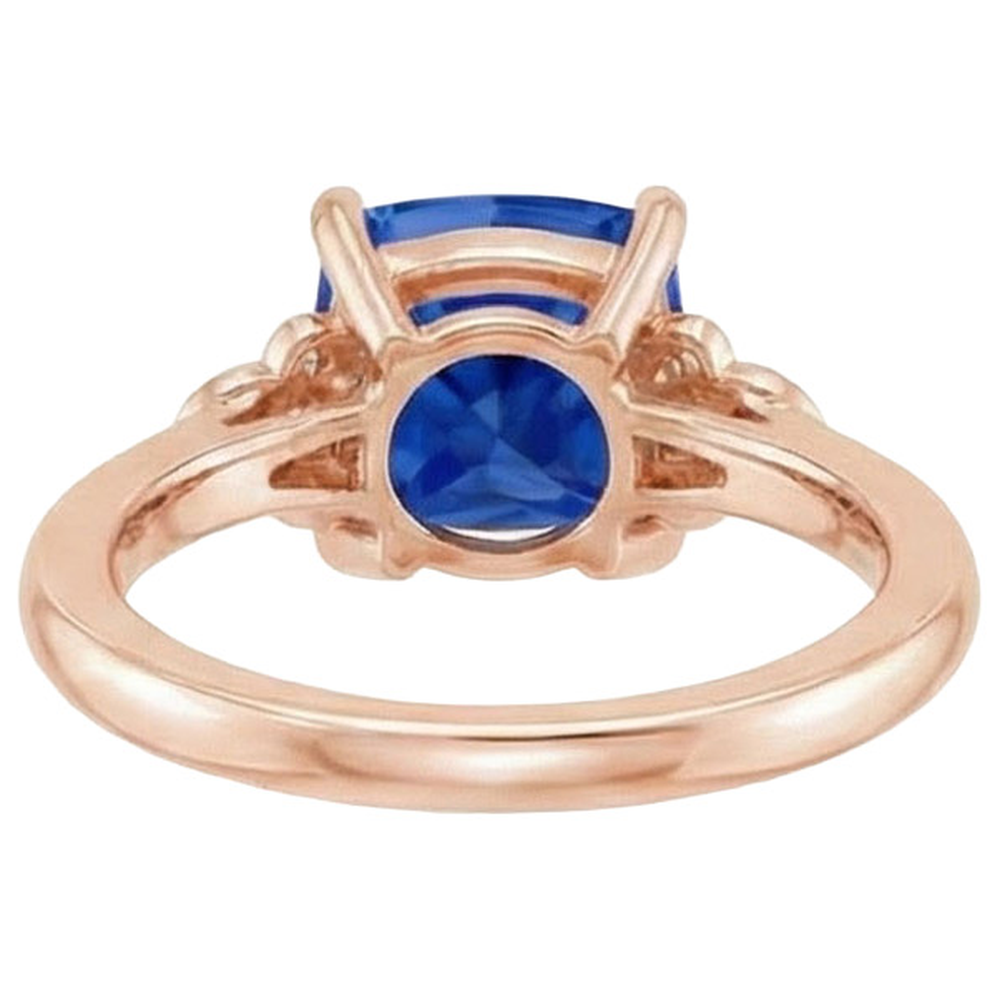 natural round sapphire 2.50ct ring top view