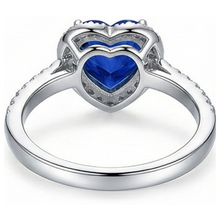 Women Natural Earth Mined Diamond Halo Heart Shaped Ring Blue Sapphire 4 Carats