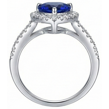 Women Natural Earth Mined Diamond Halo Heart Shaped Ring Blue Sapphire 4 Carats