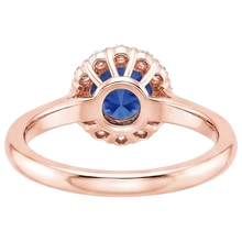 Women Natural Earth Mined Diamond Halo Ring Flower Style Blue Sapphire 3 Carats Rose Gold