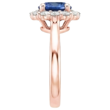 Women Natural Earth Mined Diamond Halo Ring Flower Style Blue Sapphire 3 Carats Rose Gold
