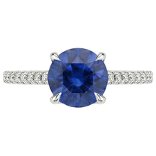Women Natural Earth Mined Diamond Jewellery Accented Round Ceylon Sapphire 2.50 Carats Gold
