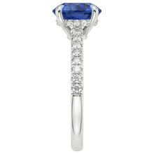 Women Natural Earth Mined Diamond Jewellery Accented Round Ceylon Sapphire 2.50 Carats Gold
