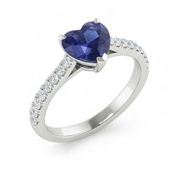 Women Natural Earth Mined Diamond Jewellery Gold Sapphire Ring Cathedral Setting 2.50 Carats