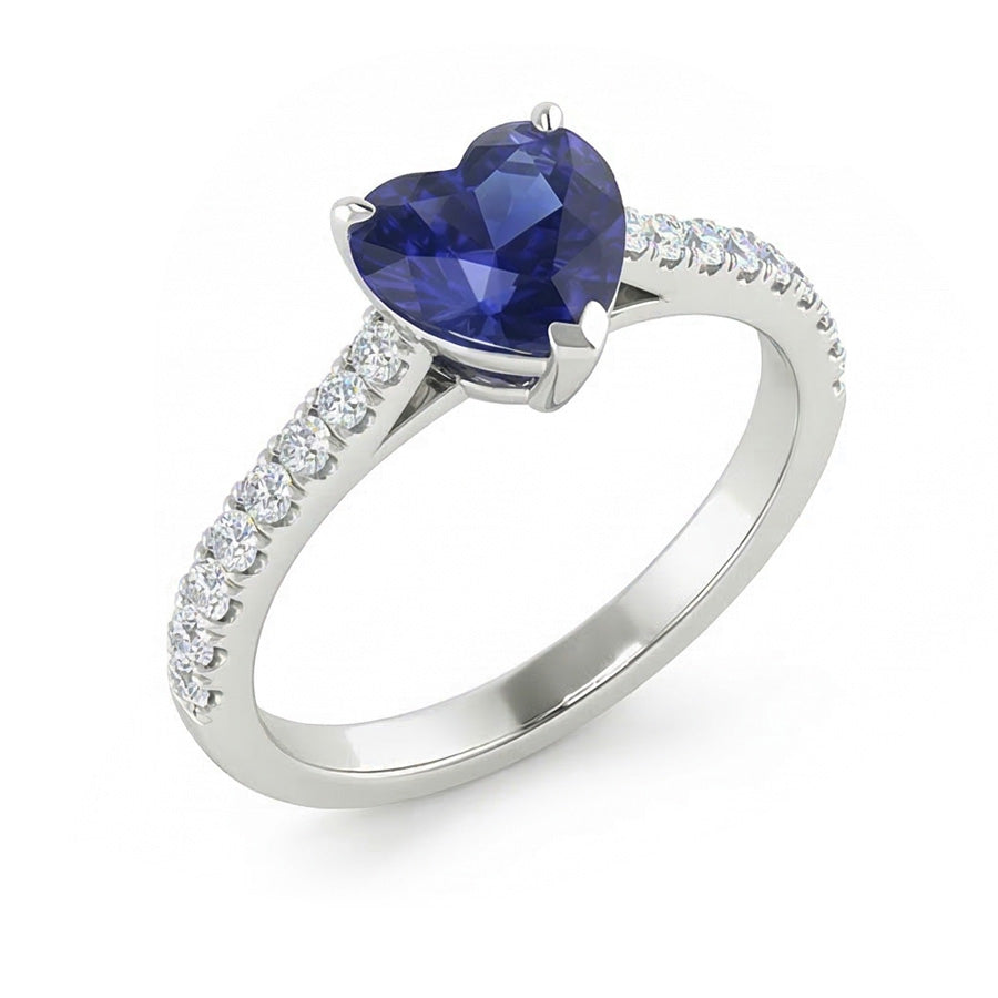 Women Natural Earth Mined Diamond Jewellery Gold Sapphire Ring Cathedral Setting 2.50 Carats