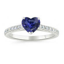 Women Natural Earth Mined Diamond Jewellery Gold Sapphire Ring Cathedral Setting 2.50 Carats